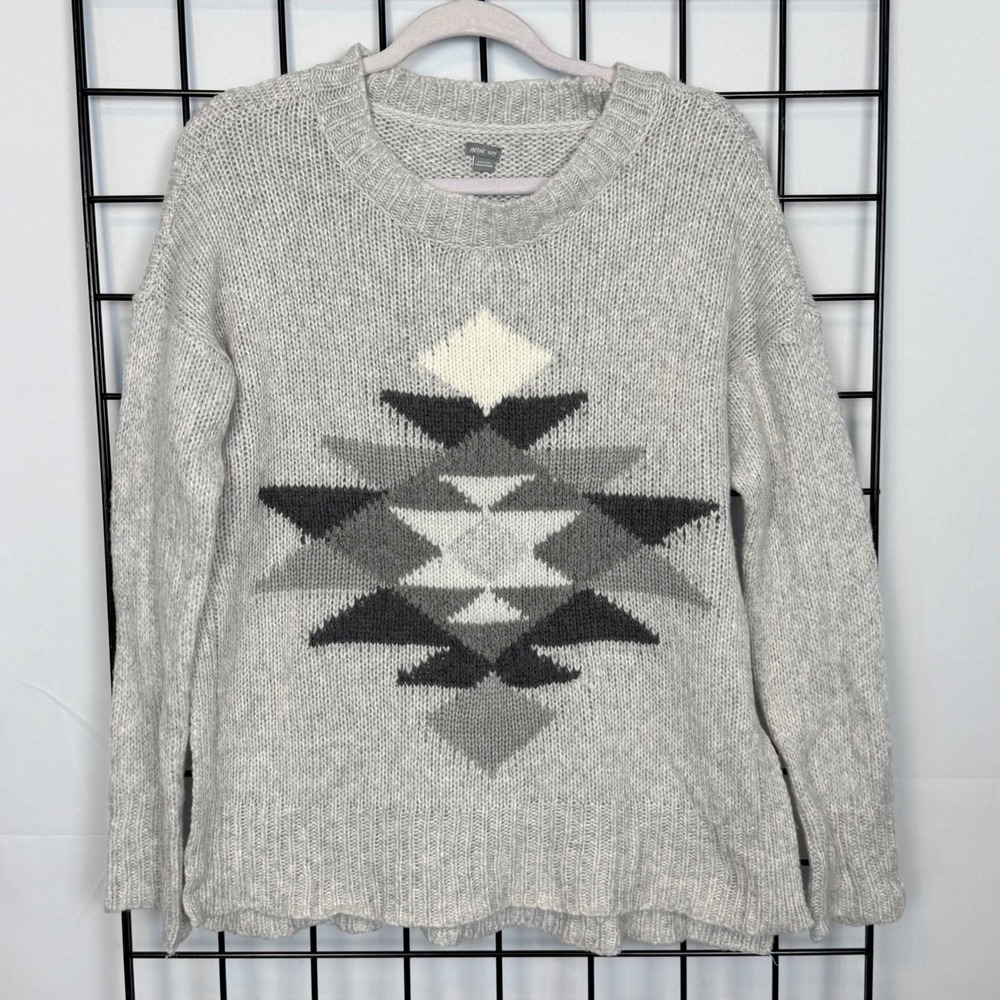 Aerie Knit Sweater Womens XS Gray Skiing Alpine Cottagecore Nordic Oversized